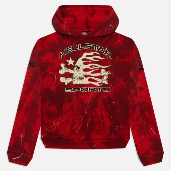 Hellstar Sports Red Tye-Dye Skull Hoodie