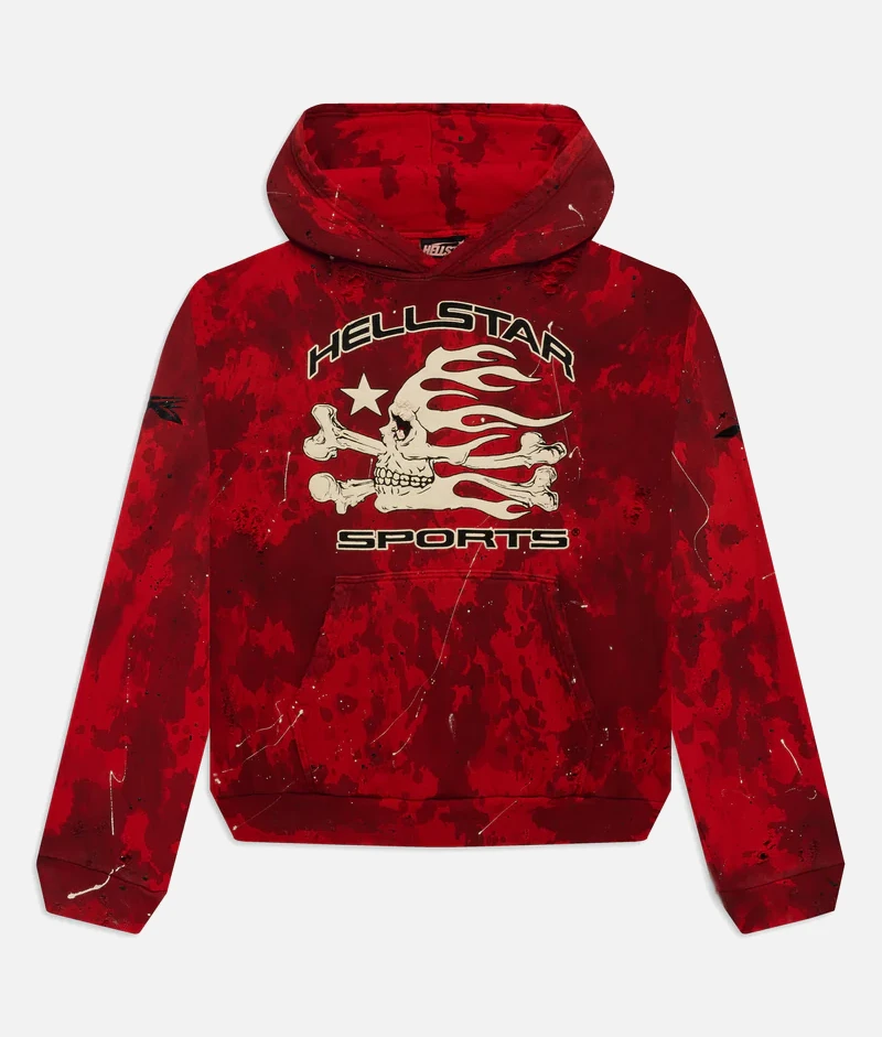 Hellstar Sports Red Tye-Dye Skull Hoodie